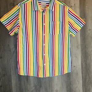 Trinity Collective Men’s XL Multicolor Stripe Short Sleeve Button Shirt